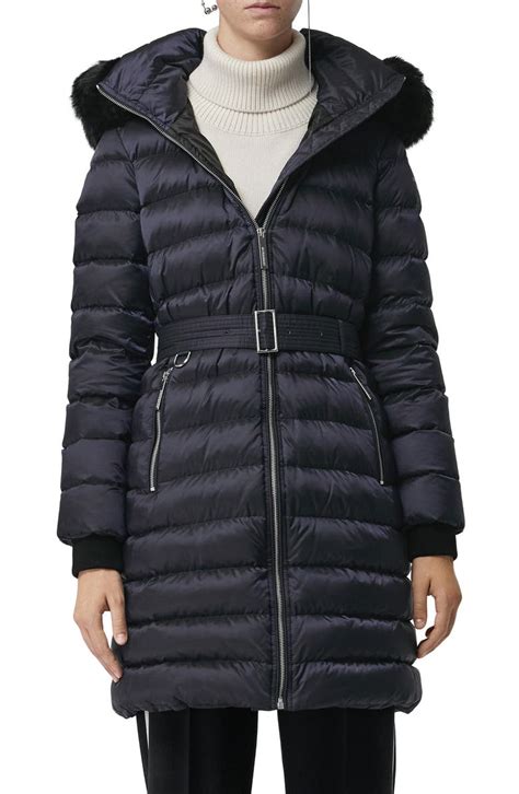 burberry limefield genuine shearling hood puffer coat|burberry cashmere jacket.